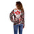 Canada Day Off Shoulder Sweater The Forest Moose and Maple Leaves-Haida Pattern