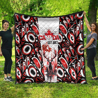Canada Day Quilt The Forest Moose and Maple Leaves-Haida Pattern