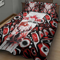 Canada Day Quilt Bed Set The Forest Moose and Maple Leaves-Haida Pattern