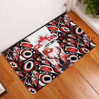 Canada Day Rubber Doormat The Forest Moose and Maple Leaves-Haida Pattern