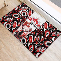 Canada Day Rubber Doormat The Forest Moose and Maple Leaves-Haida Pattern