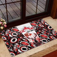 Canada Day Rubber Doormat The Forest Moose and Maple Leaves-Haida Pattern