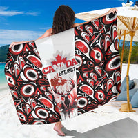 Canada Day Sarong The Forest Moose and Maple Leaves-Haida Pattern