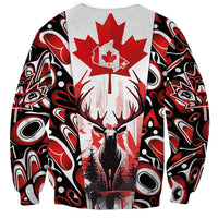 Canada Day Sweatshirt The Forest Moose and Maple Leaves-Haida Pattern