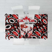 Canada Day Tablecloth The Forest Moose and Maple Leaves-Haida Pattern