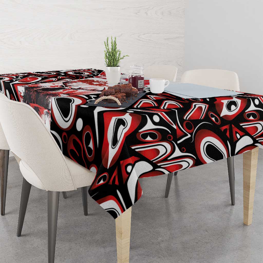 Canada Day Tablecloth The Forest Moose and Maple Leaves-Haida Pattern