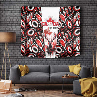 Canada Day Tapestry The Forest Moose and Maple Leaves-Haida Pattern