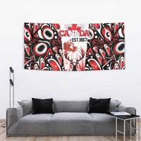 Canada Day Tapestry The Forest Moose and Maple Leaves-Haida Pattern