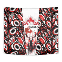 Canada Day Tapestry The Forest Moose and Maple Leaves-Haida Pattern