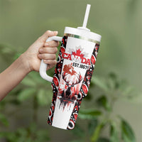 Canada Day Tumbler With Handle The Forest Moose and Maple Leaves-Haida Pattern