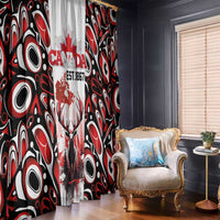 Canada Day Window Curtain The Forest Moose and Maple Leaves-Haida Pattern