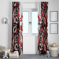 Canada Day Window Curtain The Forest Moose and Maple Leaves-Haida Pattern