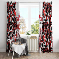 Canada Day Window Curtain The Forest Moose and Maple Leaves-Haida Pattern
