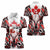 Canada Day Women Polo Shirt The Forest Moose and Maple Leaves-Haida Pattern