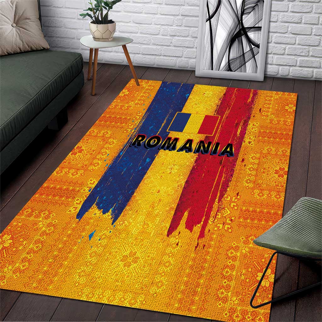 Personalized Romania Flag Day Area Rug Traditional Pattern Royal Style