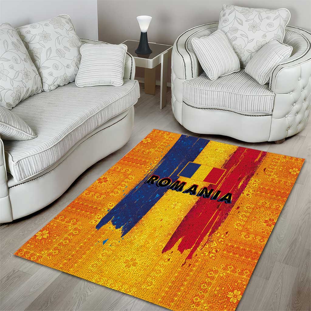 Personalized Romania Flag Day Area Rug Traditional Pattern Royal Style