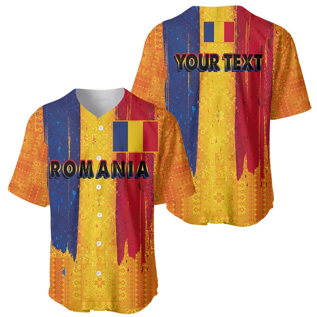 Personalized Romania Flag Day Baseball Jersey Traditional Pattern Royal Style