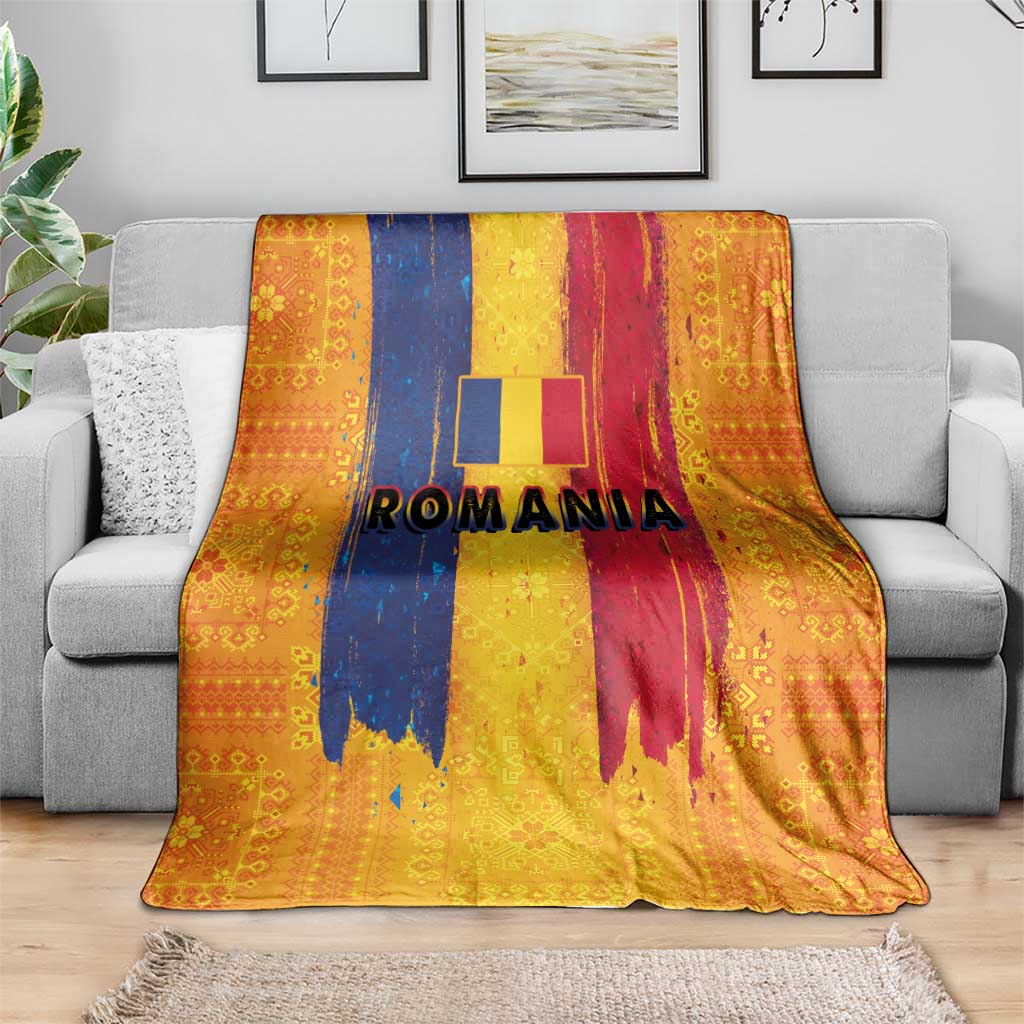 Personalized Romania Flag Day Blanket Traditional Pattern Royal Style