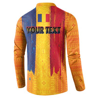 Personalized Romania Flag Day Button Sweatshirt Traditional Pattern Royal Style