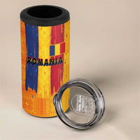 Personalized Romania Flag Day 4 in 1 Can Cooler Tumbler Traditional Pattern Royal Style