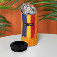Personalized Romania Flag Day 4 in 1 Can Cooler Tumbler Traditional Pattern Royal Style