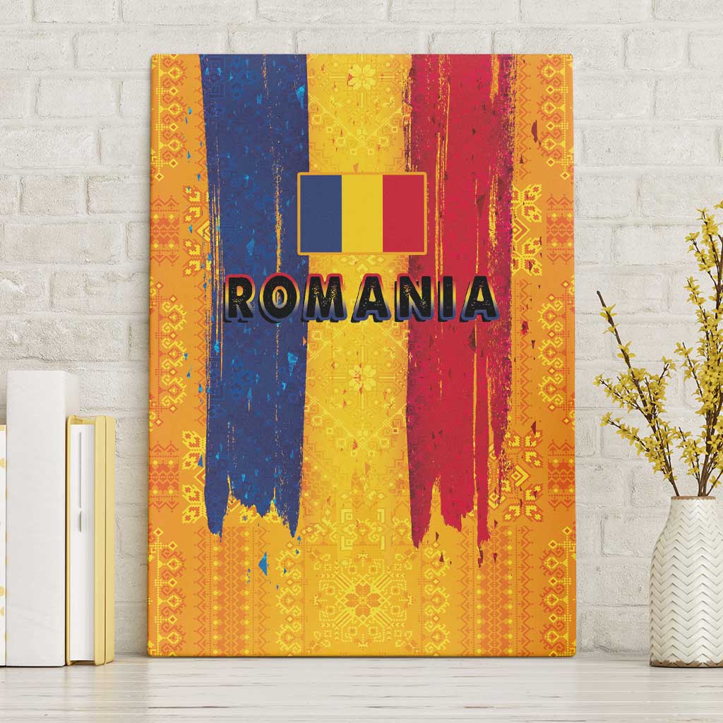 Personalized Romania Flag Day Canvas Wall Art Traditional Pattern Royal Style