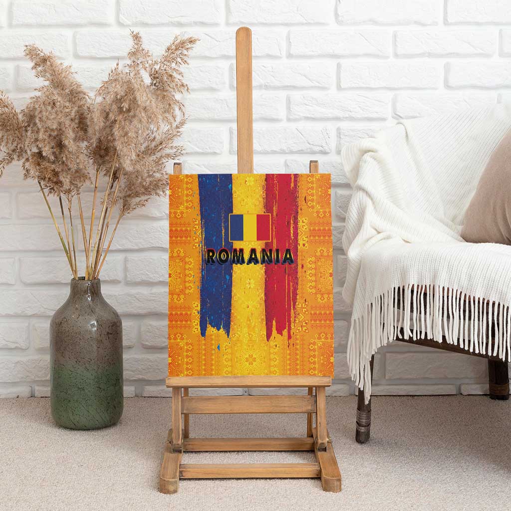 Personalized Romania Flag Day Canvas Wall Art Traditional Pattern Royal Style