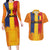 Personalized Romania Flag Day Couples Matching Long Sleeve Bodycon Dress and Hawaiian Shirt Traditional Pattern Royal Style