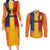 Personalized Romania Flag Day Couples Matching Long Sleeve Bodycon Dress and Long Sleeve Button Shirt Traditional Pattern Royal Style
