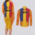 Personalized Romania Flag Day Couples Matching Long Sleeve Bodycon Dress and Long Sleeve Button Shirt Traditional Pattern Royal Style