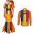 Personalized Romania Flag Day Couples Matching Mermaid Dress and Long Sleeve Button Shirt Traditional Pattern Royal Style