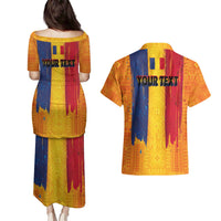 Personalized Romania Flag Day Couples Matching Puletasi and Hawaiian Shirt Traditional Pattern Royal Style