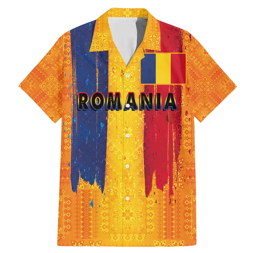 Personalized Romania Flag Day Family Matching Mermaid Dress and Hawaiian Shirt Traditional Pattern Royal Style