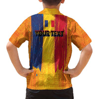 Personalized Romania Flag Day Family Matching Off The Shoulder Long Sleeve Dress and Hawaiian Shirt Traditional Pattern Royal Style