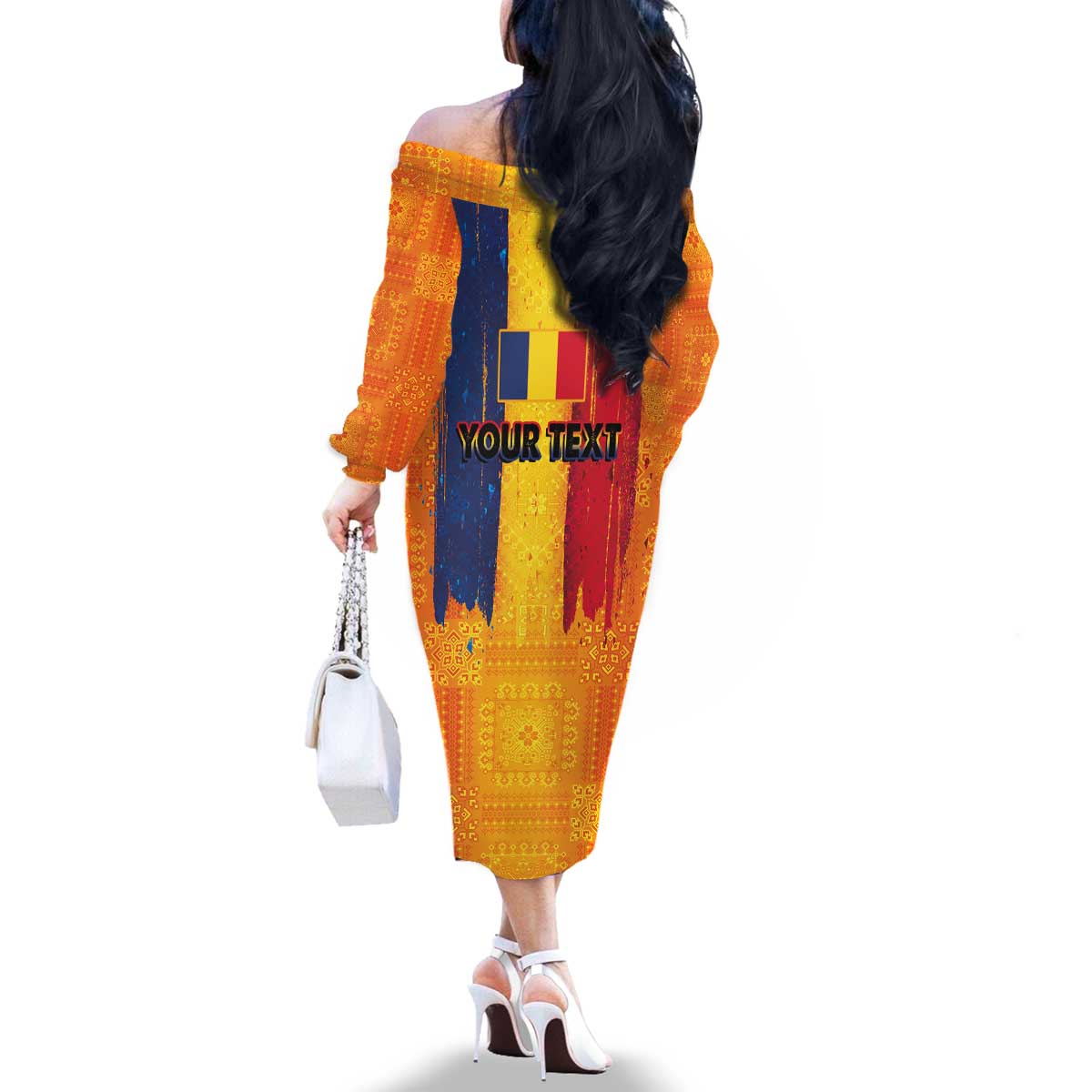 Personalized Romania Flag Day Family Matching Off The Shoulder Long Sleeve Dress and Hawaiian Shirt Traditional Pattern Royal Style