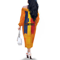 Personalized Romania Flag Day Family Matching Off The Shoulder Long Sleeve Dress and Hawaiian Shirt Traditional Pattern Royal Style