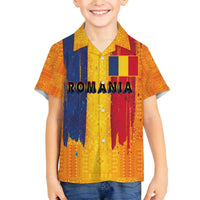 Personalized Romania Flag Day Family Matching Off The Shoulder Long Sleeve Dress and Hawaiian Shirt Traditional Pattern Royal Style