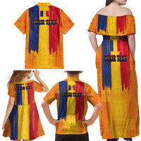 Personalized Romania Flag Day Family Matching Off Shoulder Maxi Dress and Hawaiian Shirt Traditional Pattern Royal Style