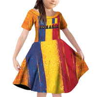 Personalized Romania Flag Day Family Matching Off Shoulder Short Dress and Hawaiian Shirt Traditional Pattern Royal Style