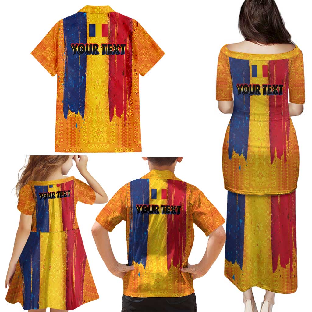 Personalized Romania Flag Day Family Matching Puletasi and Hawaiian Shirt Traditional Pattern Royal Style