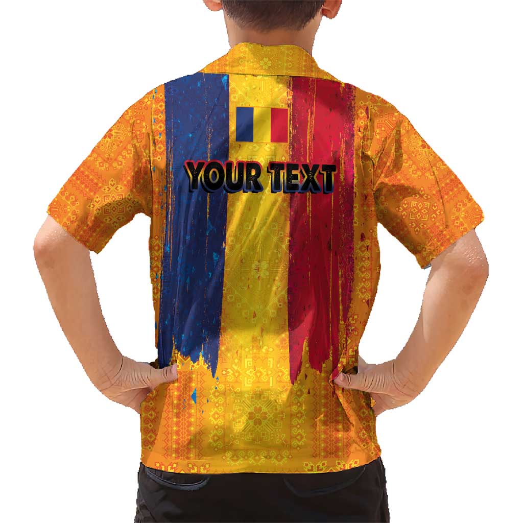 Personalized Romania Flag Day Family Matching Short Sleeve Bodycon Dress and Hawaiian Shirt Traditional Pattern Royal Style
