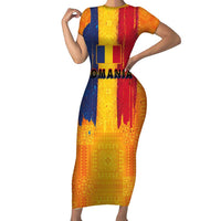 Personalized Romania Flag Day Family Matching Short Sleeve Bodycon Dress and Hawaiian Shirt Traditional Pattern Royal Style