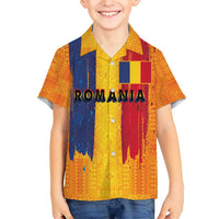 Personalized Romania Flag Day Family Matching Short Sleeve Bodycon Dress and Hawaiian Shirt Traditional Pattern Royal Style