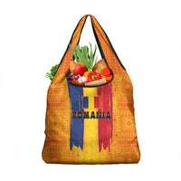 Personalized Romania Flag Day Grocery Bag Traditional Pattern Royal Style