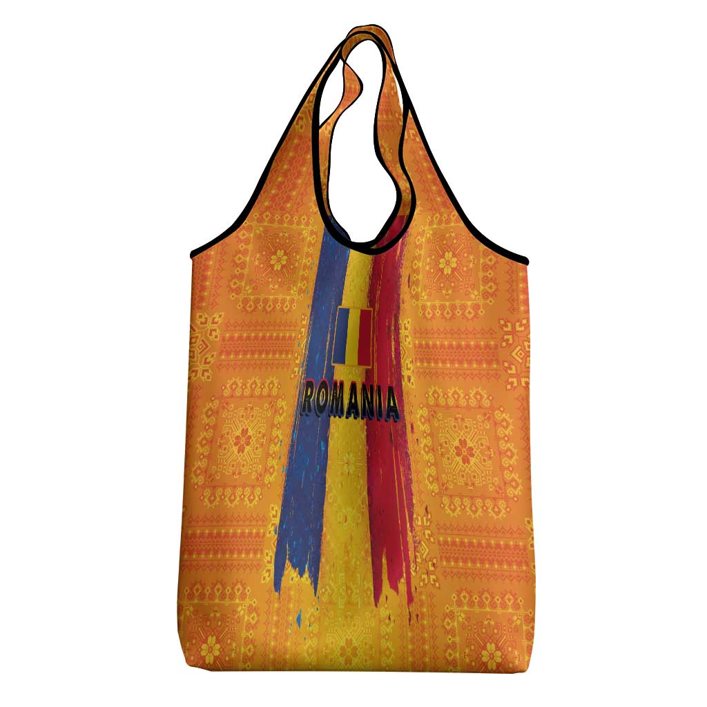 Personalized Romania Flag Day Grocery Bag Traditional Pattern Royal Style
