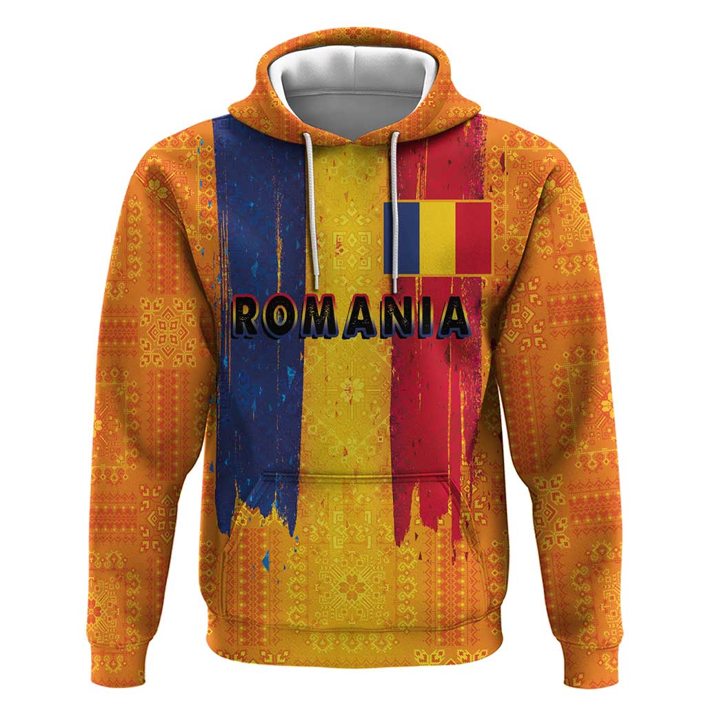 Personalized Romania Flag Day Hoodie Traditional Pattern Royal Style