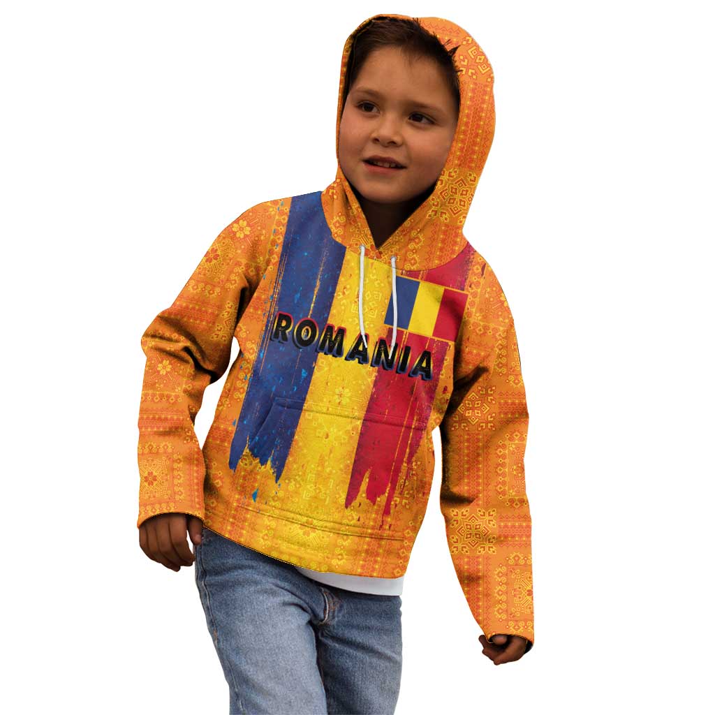 Personalized Romania Flag Day Kid Hoodie Traditional Pattern Royal Style