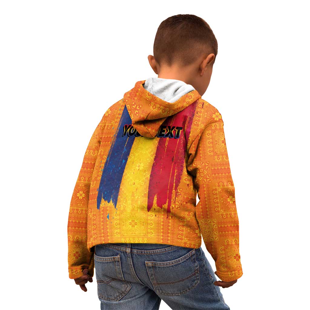 Personalized Romania Flag Day Kid Hoodie Traditional Pattern Royal Style