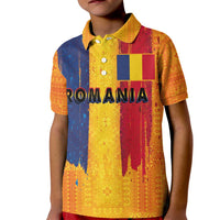 Personalized Romania Flag Day Kid Polo Shirt Traditional Pattern Royal Style