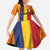 Personalized Romania Flag Day Kid Short Sleeve Dress Traditional Pattern Royal Style